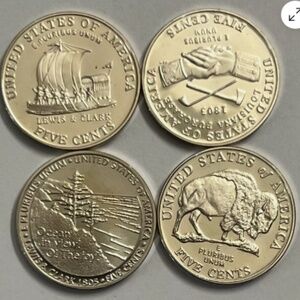 2004-2005 GEM  4 Jefferson Nickels * La Purchase Keelboat Bison OceanView